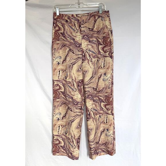 Scotch & Soda Pink Marble Print Pants Edie Wide Leg Size 29, Silk Satin Feel - Picture 2 of 7
